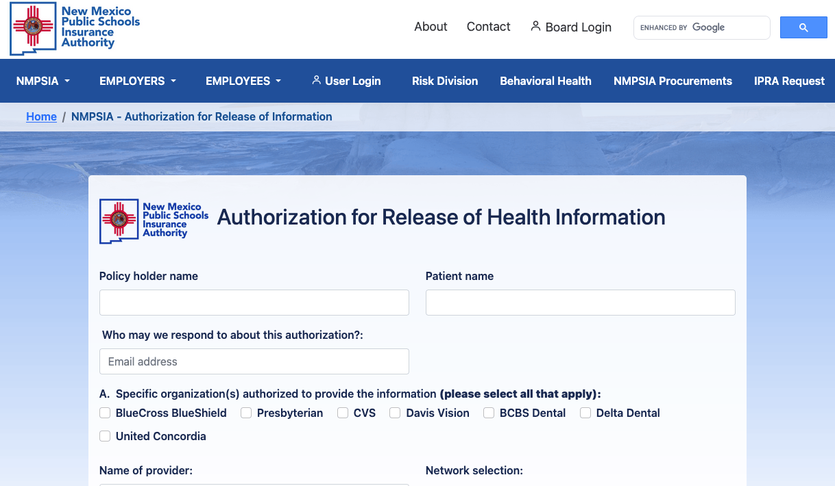 NMPSIA health info form