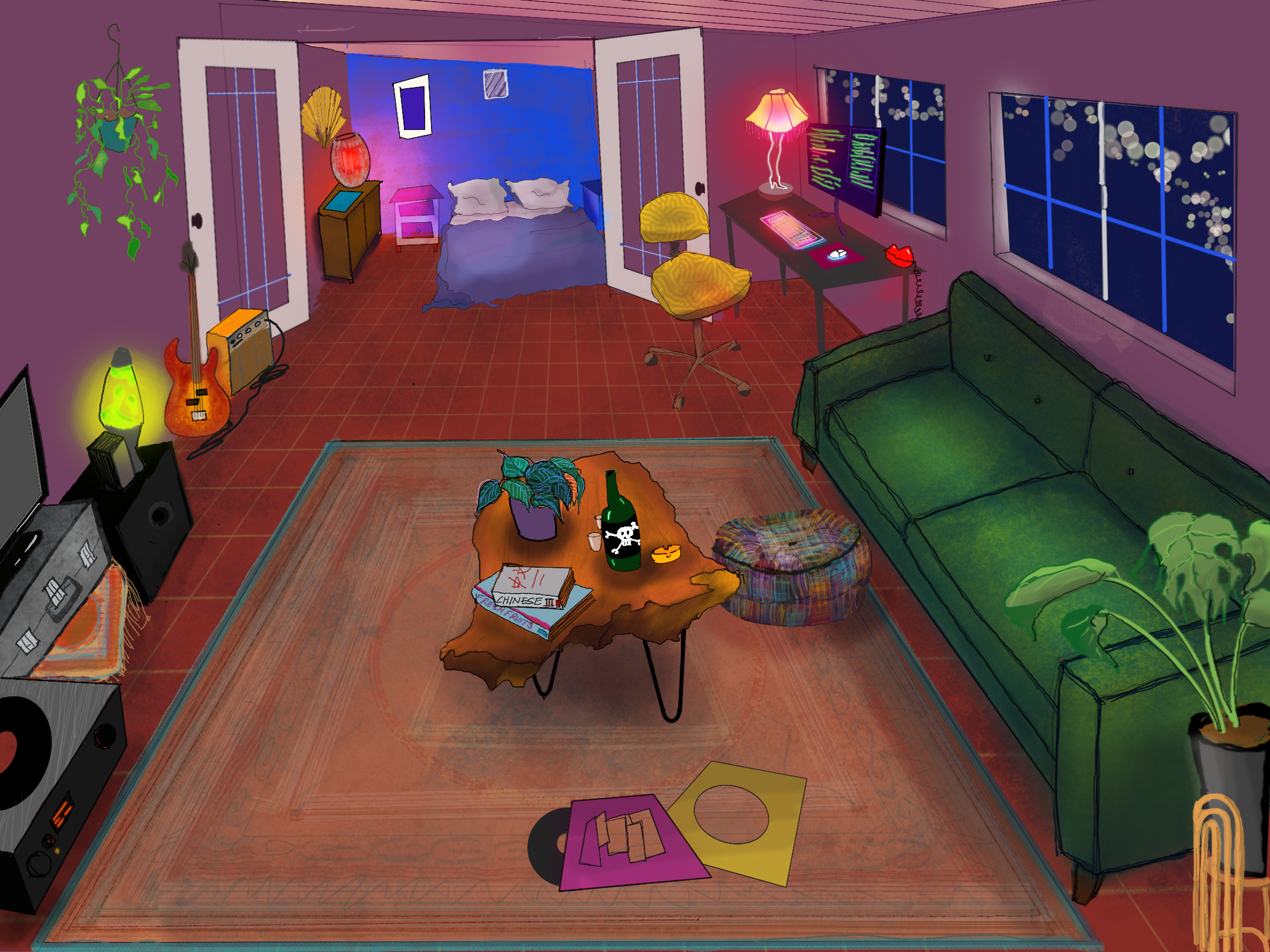 Living Room (2024); Procreate on iPad